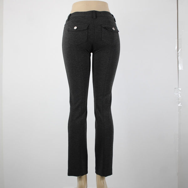 White House Black Market NEW $78 Sz 2R x 31 Gray Slim Ponte Pockets Viscose Pant