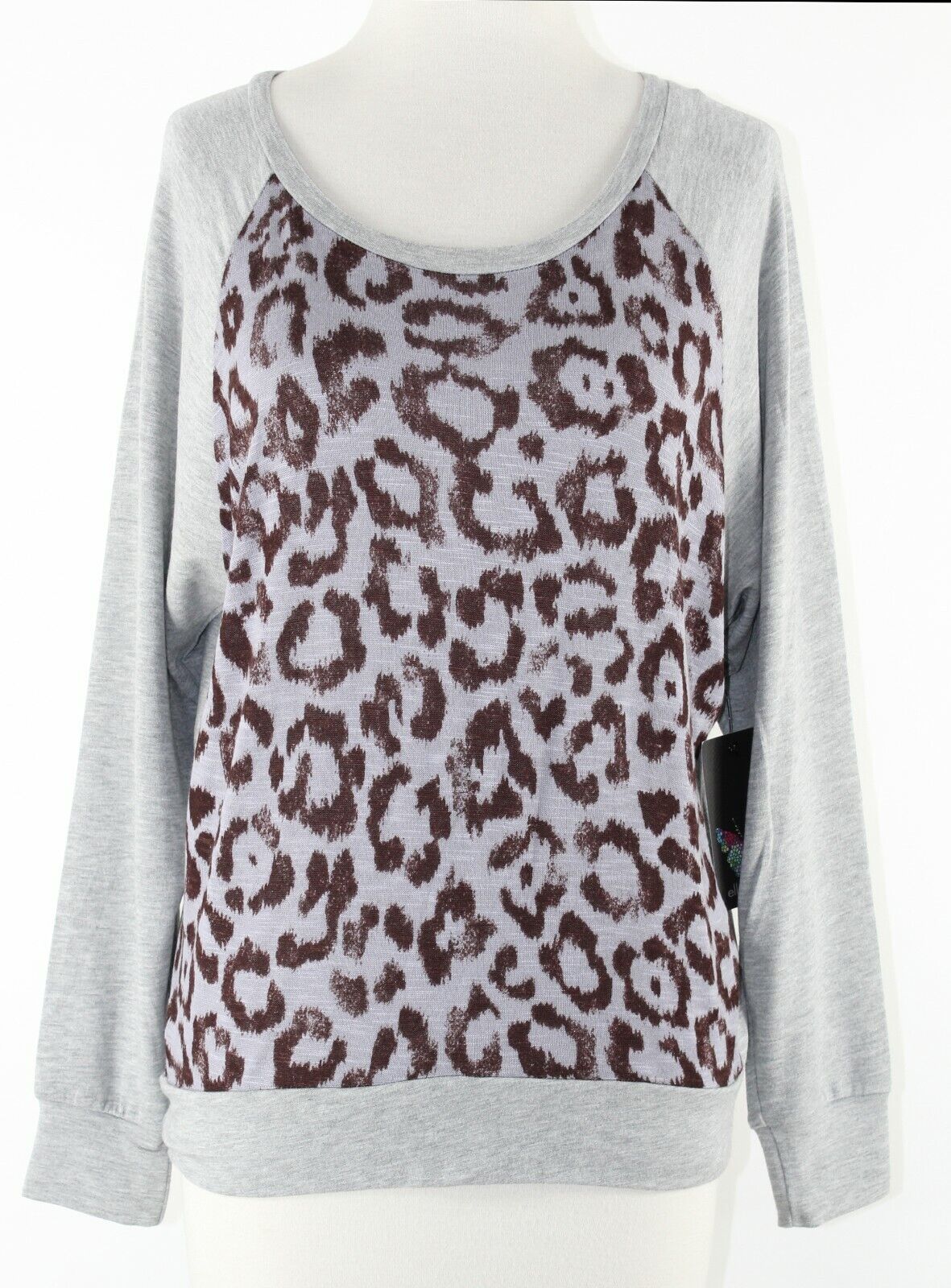 Ella Moss Felix NEW $117 Sz XS Gray Lavender Brown Animal Modal Blend Top