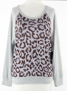 Ella Moss Felix NEW $117 Sz XS Gray Lavender Brown Animal Modal Blend Top