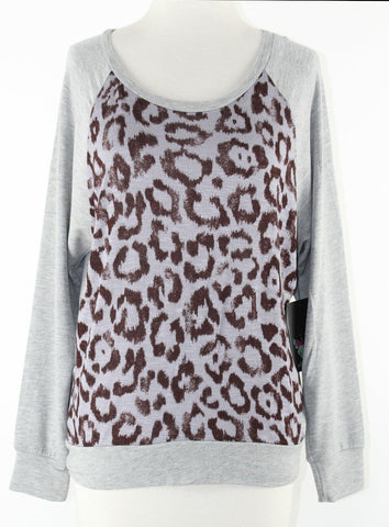 Ella Moss Felix NEW $117 Sz XS Gray Lavender Brown Animal Modal Blend Top