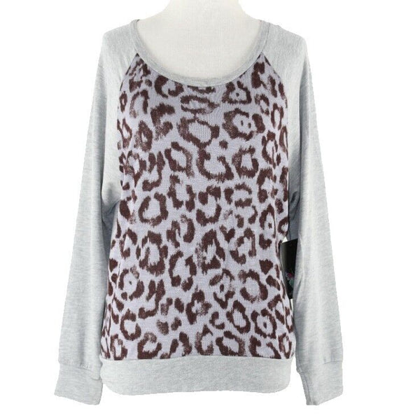 Ella Moss Felix NEW $117 Sz XS Gray Lavender Brown Animal Modal Blend Top