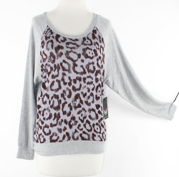 Ella Moss Felix NEW $117 Sz XS Gray Lavender Brown Animal Modal Blend Top