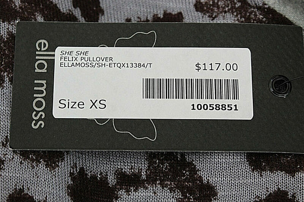 Ella Moss Felix NEW $117 Sz XS Gray Lavender Brown Animal Modal Blend Top