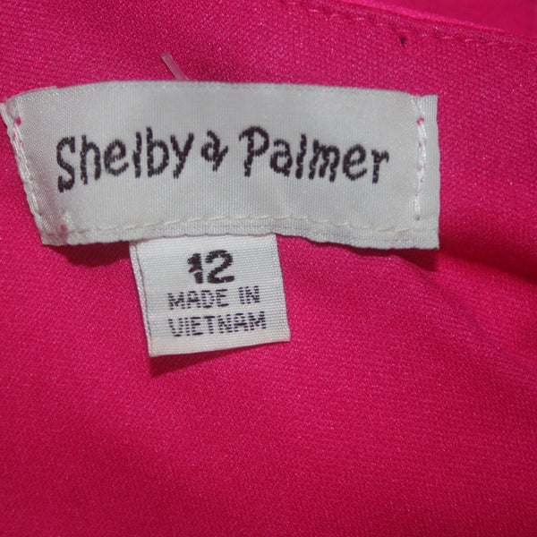 Shelby Palmer Dress Sz 12 Pink One Shoulder Ruffles Polyester Spandex Dress