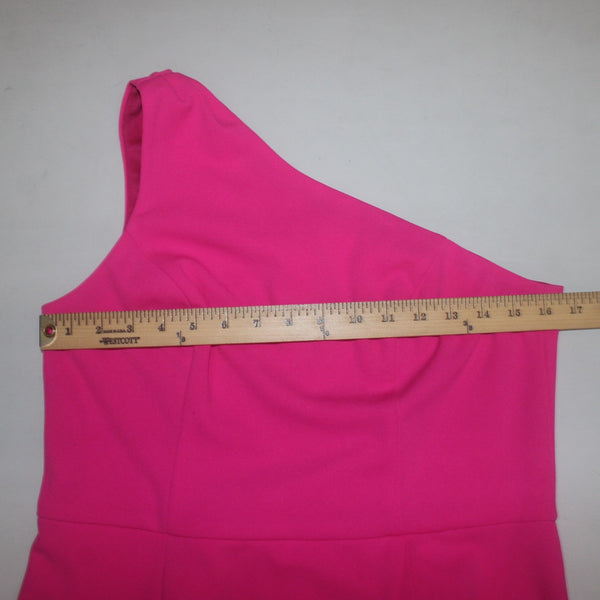 Shelby Palmer Dress Sz 12 Pink One Shoulder Ruffles Polyester Spandex Dress