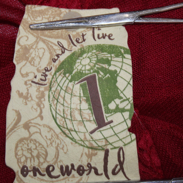 One World Live And Let Live NEW Sz XL Red Lace Belted Aysmm Rayon Wrap Sweater