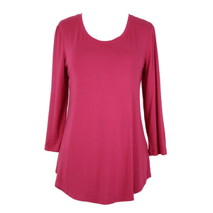 JM Collection NEW $35 Tees Sz XS Berry Haze Pink Asymmetrical Rayon Spandex Top