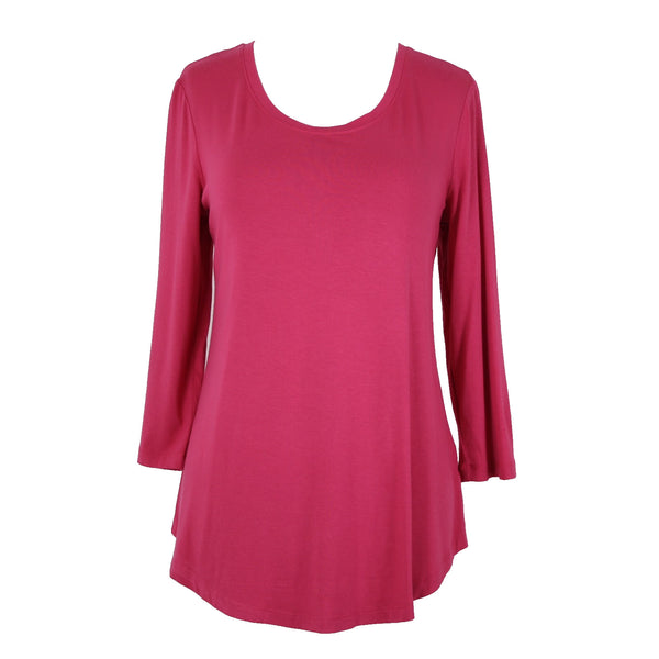 JM Collection NEW $35 Tees Sz XS Berry Haze Pink Asymmetrical Rayon Spandex Top