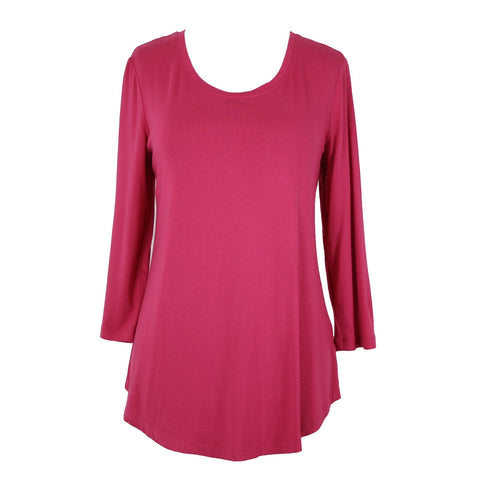 JM Collection NEW $35 Tees Sz XS Berry Haze Pink Asymmetrical Rayon Spandex Top