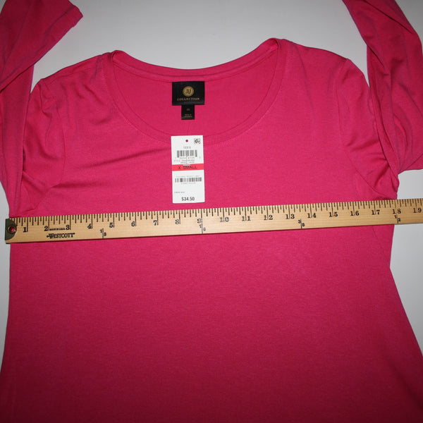 JM Collection NEW $35 Tees Sz XS Berry Haze Pink Asymmetrical Rayon Spandex Top