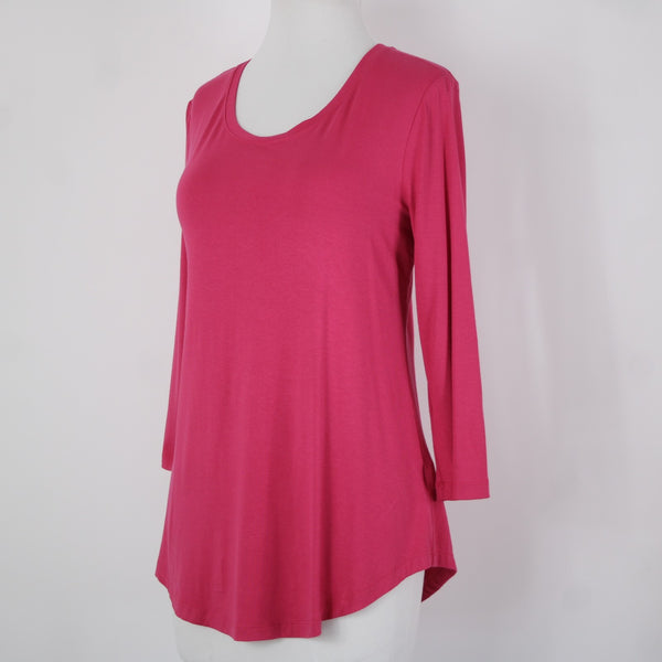 JM Collection NEW $35 Tees Sz XS Berry Haze Pink Asymmetrical Rayon Spandex Top
