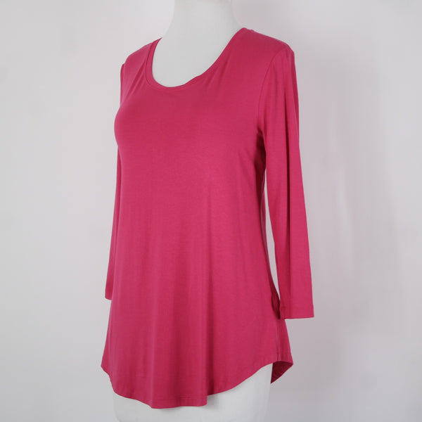 JM Collection NEW $35 Tees Sz XS Berry Haze Pink Asymmetrical Rayon Spandex Top