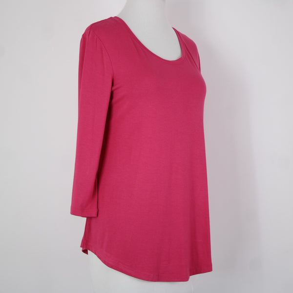 JM Collection NEW $35 Tees Sz XS Berry Haze Pink Asymmetrical Rayon Spandex Top
