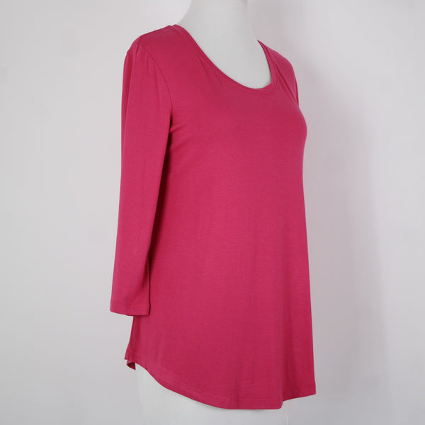 JM Collection NEW $35 Tees Sz XS Berry Haze Pink Asymmetrical Rayon Spandex Top
