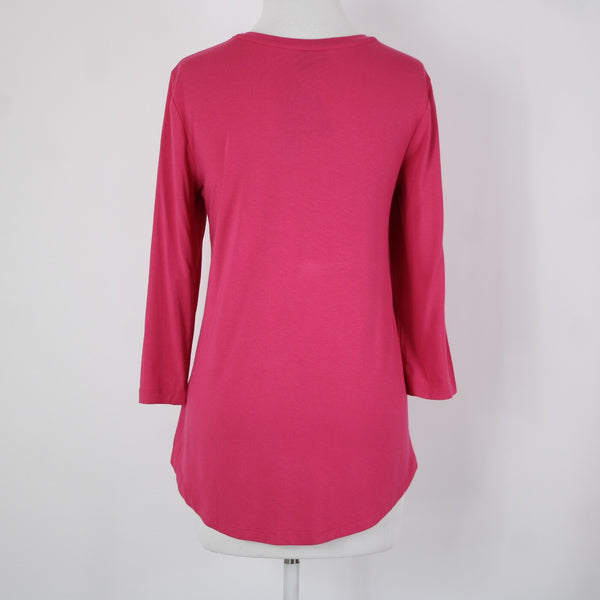 JM Collection NEW $35 Tees Sz XS Berry Haze Pink Asymmetrical Rayon Spandex Top