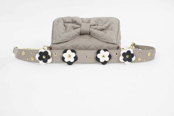 Betsy Johnson Taupe 5.5 X 8 X 2 Flower Detail Studs Rhinestones Bow Purse