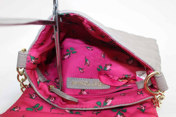 Betsy Johnson Taupe 5.5 X 8 X 2 Flower Detail Studs Rhinestones Bow Purse