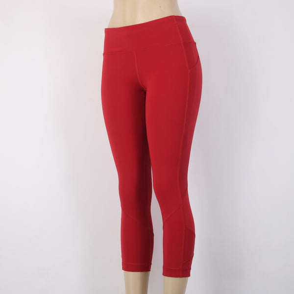 Lululemon AW Capri Pant Sz 6 x 22 Red Pull On Mid Calf No Fabric Label AW Capri