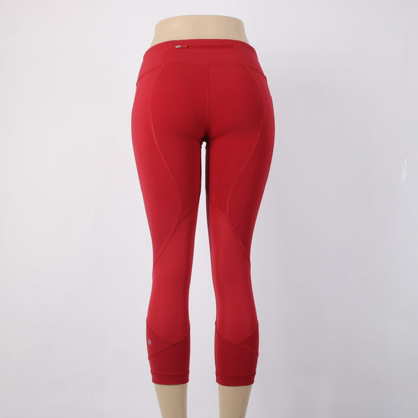 Lululemon AW Capri Pant Sz 6 x 22 Red Pull On Mid Calf No Fabric Label AW Capri