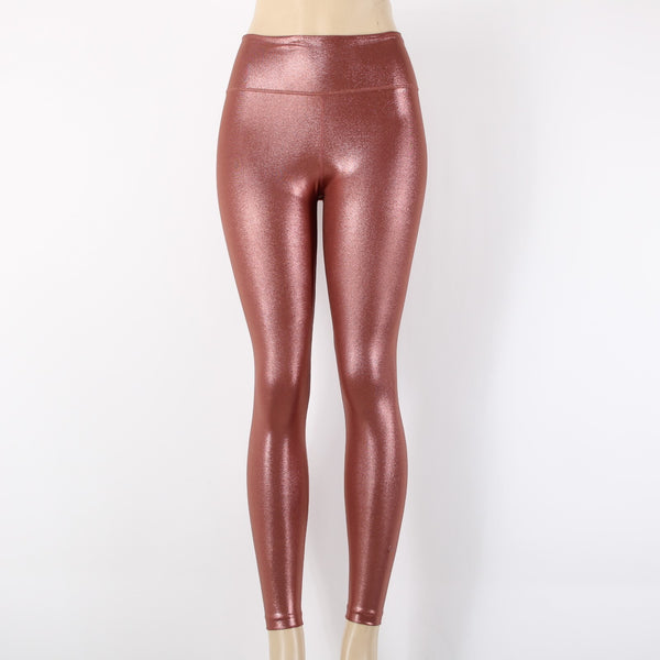 Nike NEW $85 Sz S x 25 Pink Gold Metallic Pull On Mid Rise Poly Spandex AW Pant