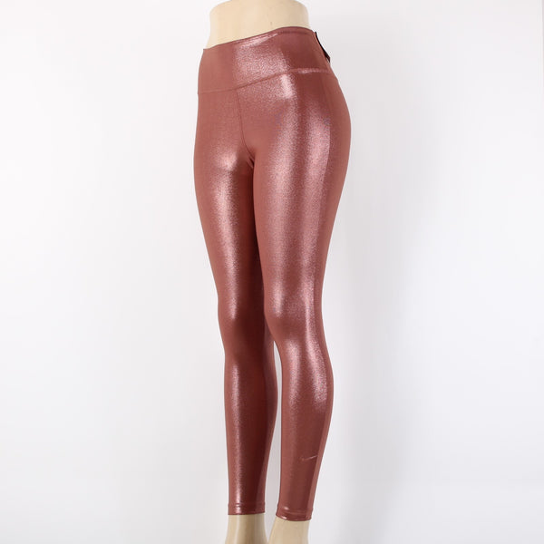 Nike NEW $85 Sz S x 25 Pink Gold Metallic Pull On Mid Rise Poly Spandex AW Pant