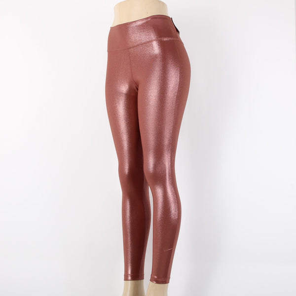 Nike NEW $85 Sz S x 25 Pink Gold Metallic Pull On Mid Rise Poly Spandex AW Pant