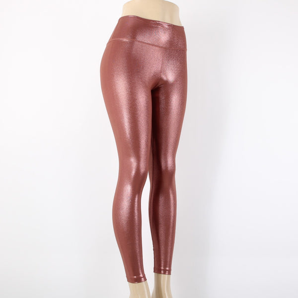 Nike NEW $85 Sz S x 25 Pink Gold Metallic Pull On Mid Rise Poly Spandex AW Pant