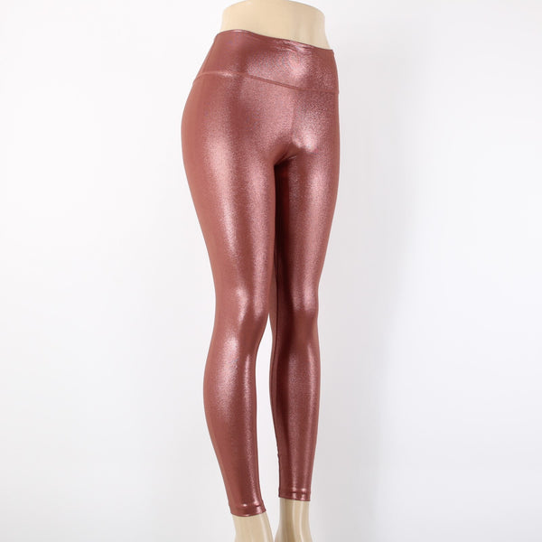 Nike NEW $85 Sz S x 25 Pink Gold Metallic Pull On Mid Rise Poly Spandex AW Pant