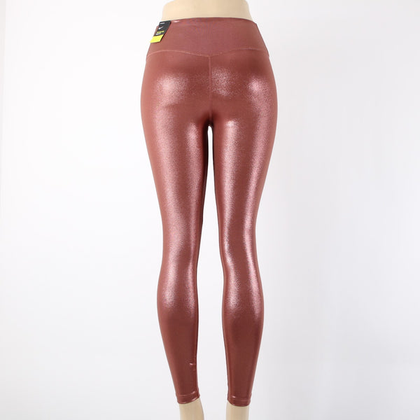 Nike NEW $85 Sz S x 25 Pink Gold Metallic Pull On Mid Rise Poly Spandex AW Pant