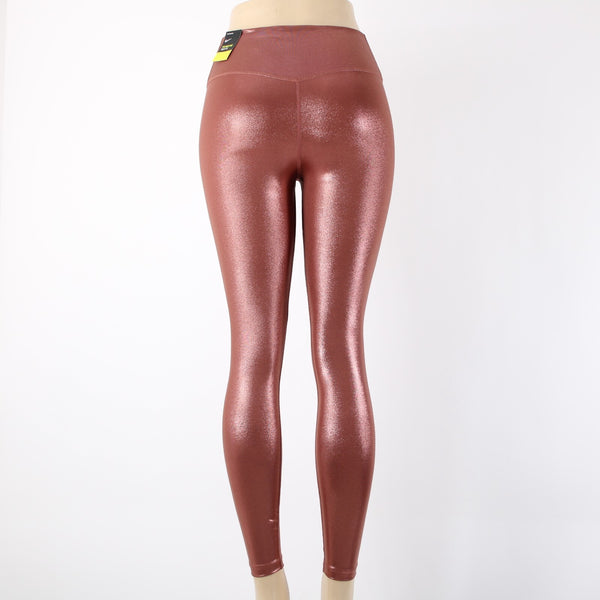 Nike NEW $85 Sz S x 25 Pink Gold Metallic Pull On Mid Rise Poly Spandex AW Pant