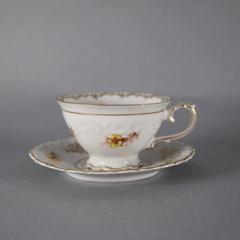 Flint Ridge Porcelain Teacup With Saucer White Yellow Multi Teacup With Saucer