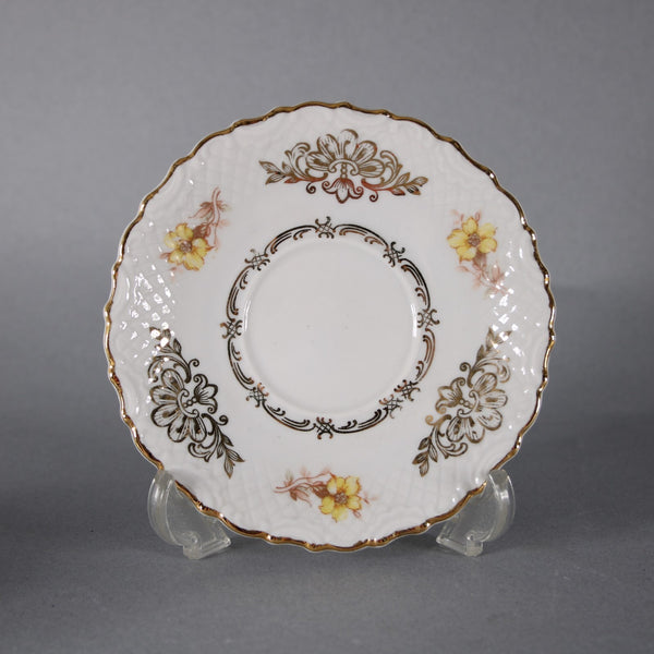 Flint Ridge Porcelain Teacup With Saucer White Yellow Multi Teacup With Saucer