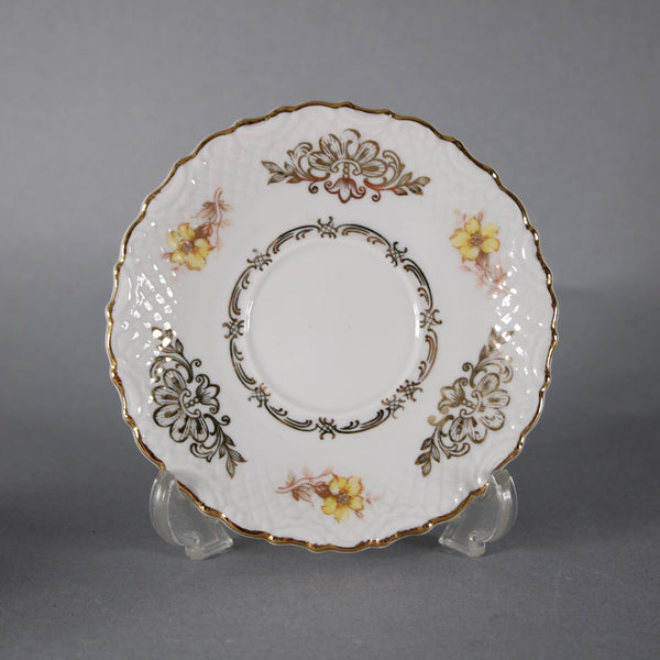 Flint Ridge Porcelain Teacup With Saucer White Yellow Multi Teacup With Saucer