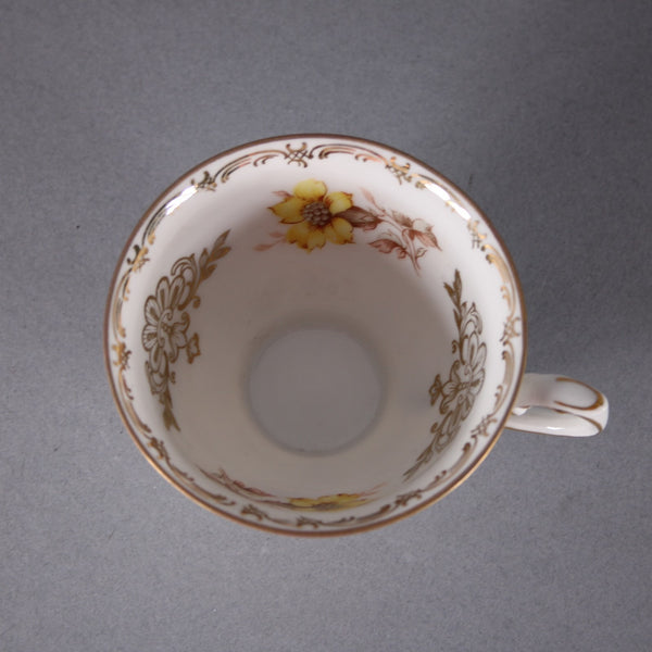 Flint Ridge Porcelain Teacup With Saucer White Yellow Multi Teacup With Saucer