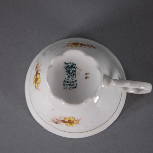 Flint Ridge Porcelain Teacup With Saucer White Yellow Multi Teacup With Saucer