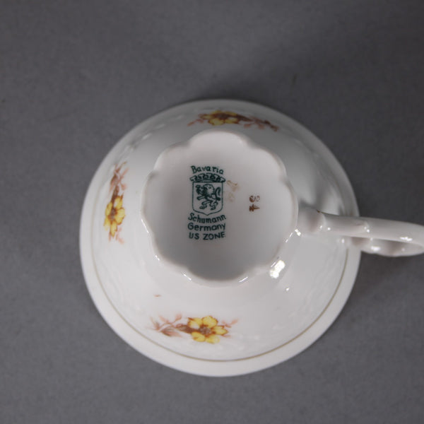 Flint Ridge Porcelain Teacup With Saucer White Yellow Multi Teacup With Saucer