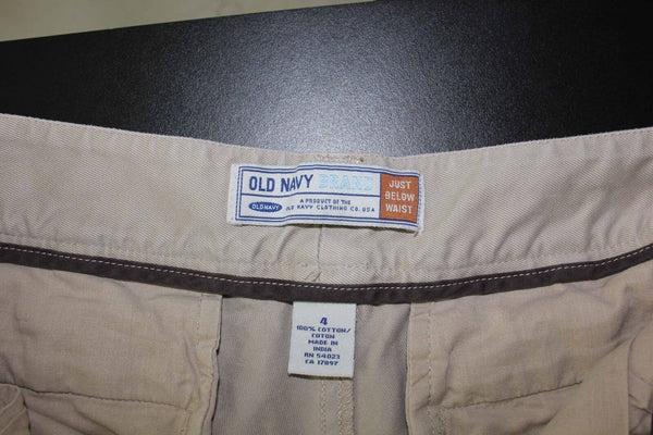 Old Navy 4 x 30 Khaki 100% Cotton Slash Pocket Just Below Waist Full Leg Pant