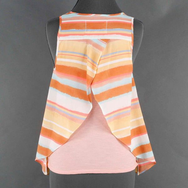 Meadow Rue Sz XS Peach Mint Multi Stripe Solid Lining Poly Cotton Blend Top