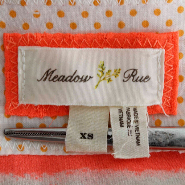 Meadow Rue Sz XS Peach Mint Multi Stripe Solid Lining Poly Cotton Blend Top