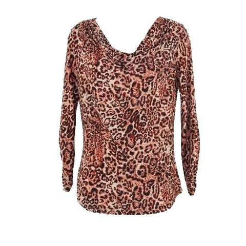 Isabella Rodriguez NEW $68 Sz M Black Ivory Rust Cowl Ruch Poly Blend Top