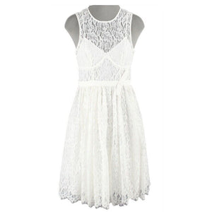 Tracy Reese Sz 2 White Lace Overlay Slip Nylon Blend Fit n Flare Dress