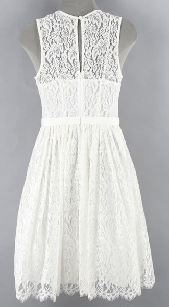 Tracy Reese Sz 2 White Lace Overlay Slip Nylon Blend Fit n Flare Dress