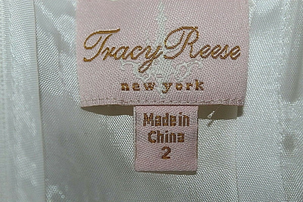 Tracy Reese Sz 2 White Lace Overlay Slip Nylon Blend Fit n Flare Dress