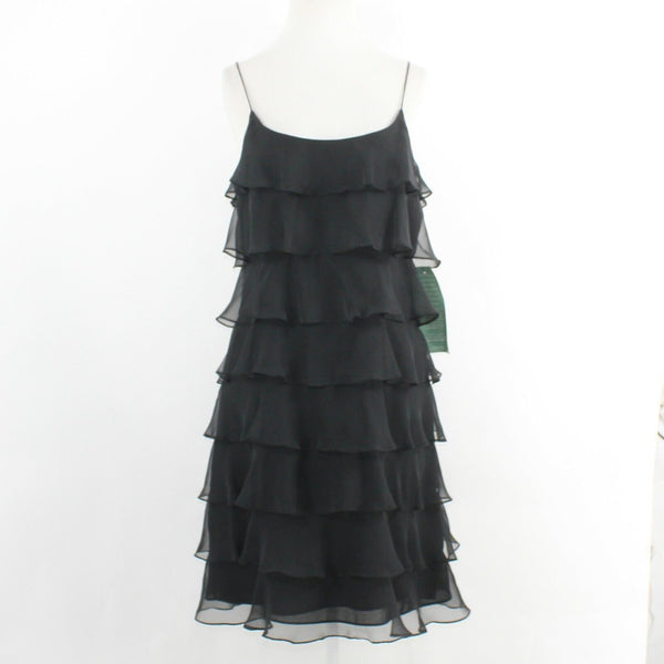 Morgan Nites NEW Sz 8 Black Lined Tiered Ruffled 100% Poly Acetate Dress