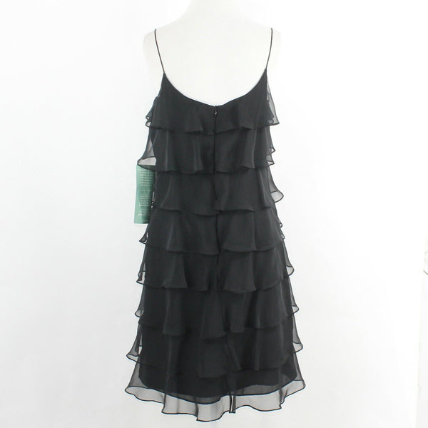 Morgan Nites NEW Sz 8 Black Lined Tiered Ruffled 100% Poly Acetate Dress