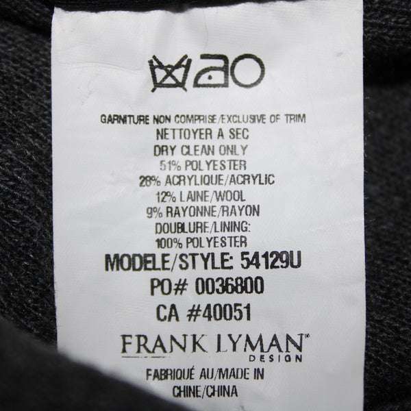 Frank Lyman Sz M Black Gray Pockets Faux Fur Poly Wool Acrylic Jacket
