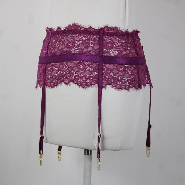 Empress Mimi NEW Sz M Purple Gold Lace Polyamide Elastane Garter Belt