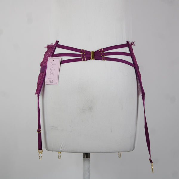 Empress Mimi NEW Sz M Purple Gold Lace Polyamide Elastane Garter Belt