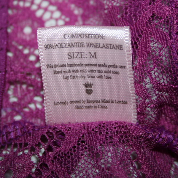 Empress Mimi NEW Sz M Purple Gold Lace Polyamide Elastane Garter Belt