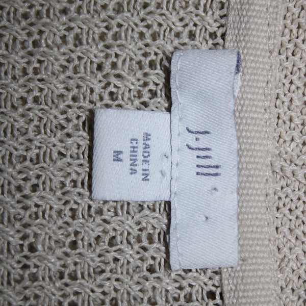 J Jill Sz M Tan Cream Open Knit Long Sleeve Linen Viscose Rayon Wrap Sweater